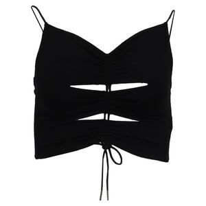 Alexander Wang Cutout Ruched Cropped Top in Black Viscose